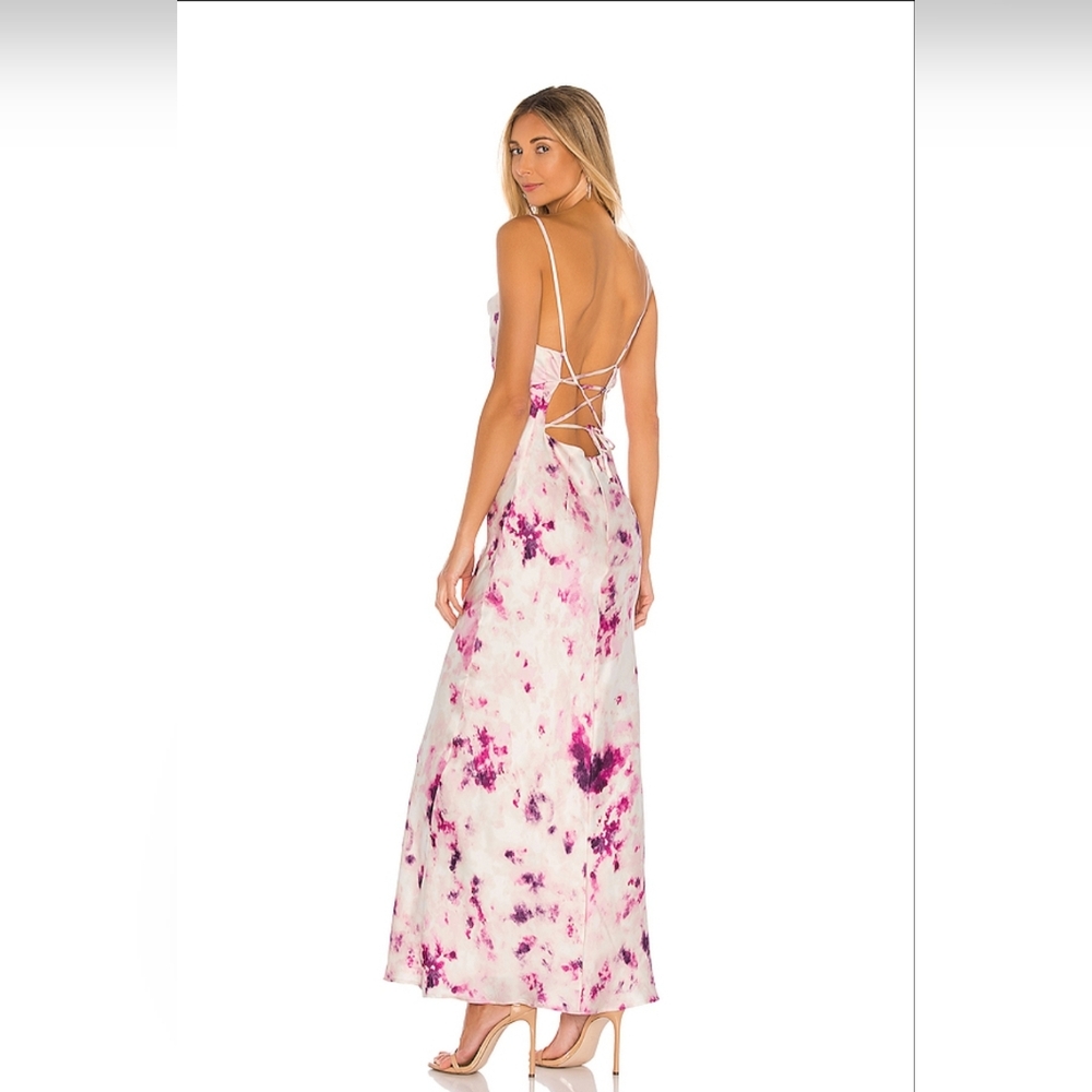 Bardot Women's Cream Purple Tie Dye Slip Strappy Back Cocktail Maxi Dress Sz 8/M